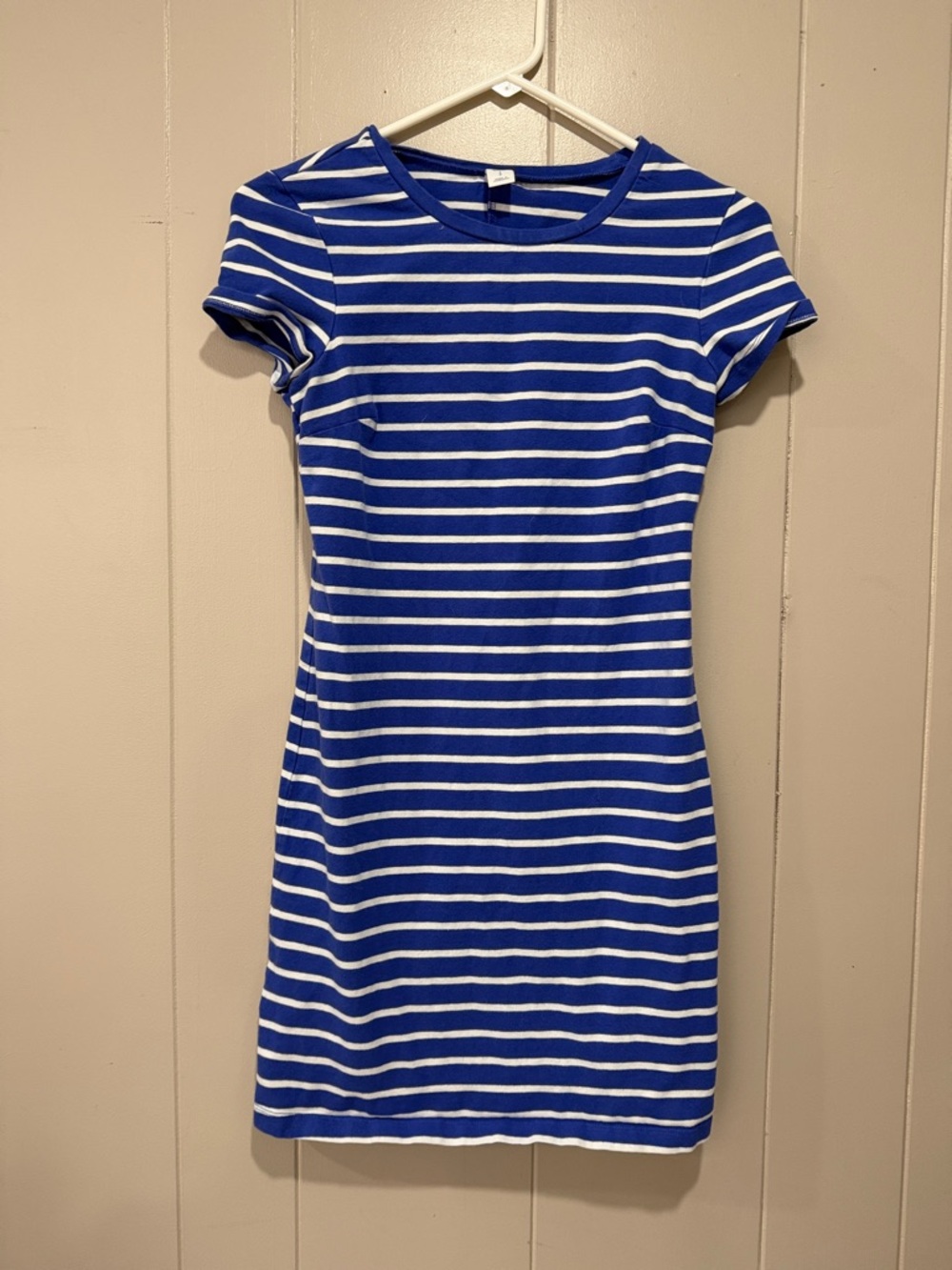 Old Navy Royal Blue and White Striped Short Sleeve Mini Dress
